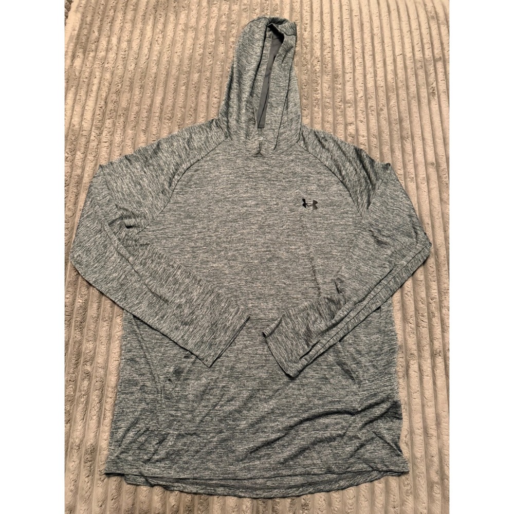 Under Armour Mens Tech Hoodie‎ Heather Grey Training Pullover LG Loose Fit 0061